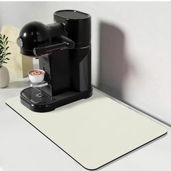 Coffee Mat, Super Absorbent Dish Drying Mat, Coffee Bar Mat, Kitchen Counter Mat, Hide Stain Rubber Backed Dish Drying Pad(12.2"x19.7", Off White)