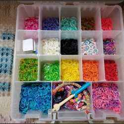 Rainbow Loom with hook and a ton of rubber bands