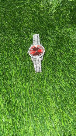 Red And Silver Rhinestone Watch 