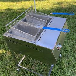 Double Basket Fryer Stainless Steel Outdoor Propane Cooking Catering Equipment Hose & Regulator Included Store Pickup Only 