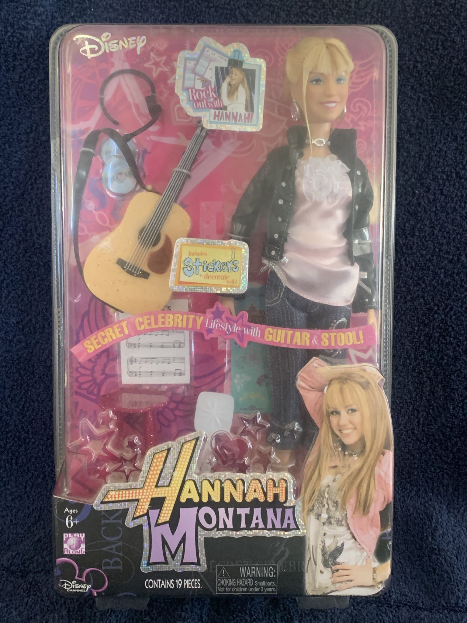 Brand New Disney Hannah Montana Secret Celebrity Lifestyle with Guitar & Stool Doll