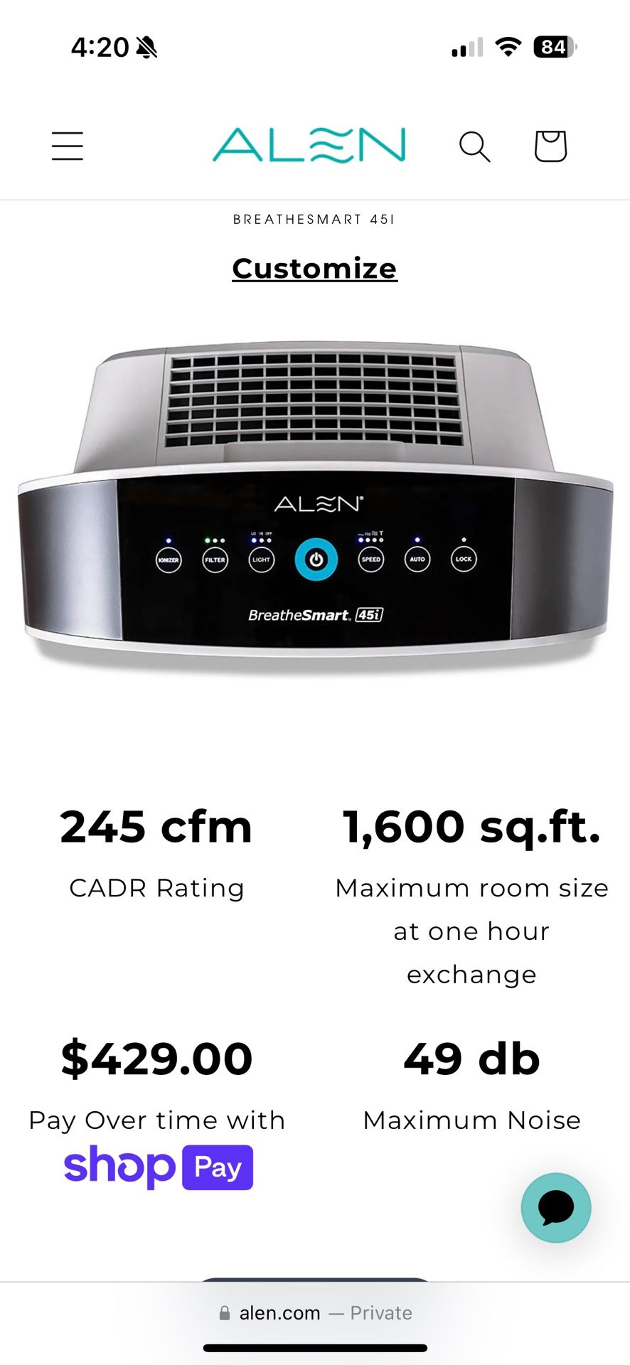 Alen BreatheSmart 45i air purifier