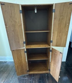 Tall Wood Storage Cabinet / Pantry – 4 Door – Adjustable Shelves - $75