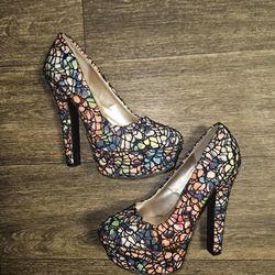 Shi By Journeys Platform Pumps Heels Size 8