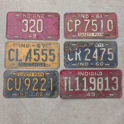 Title: Vintage Indiana License Plates (1949–1962) - Great Garage Decor!