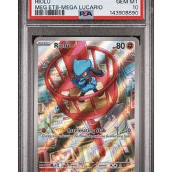 2025 POKEMON MEP EN-ME BLACK STAR PROMO #010 RIOLU MEG ETB-MEGA LUCARIO PSA 10 GEM MT