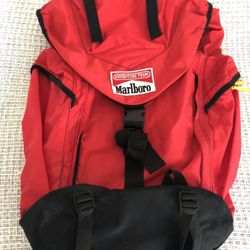 Rare Vintage Marlboro Adventure Team Red Large Camping Hiking Backpack 