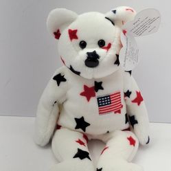 Ty Beanie Baby Glory Bear 1997 USA Flag Retired w/ Tag Patriotic Plush