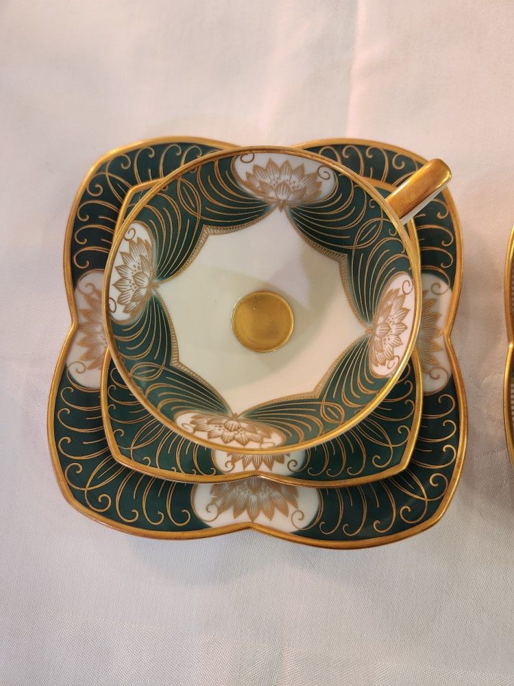 Vintage Alka Kunst Lotus Porcelain 3pc Set