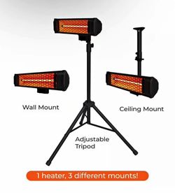 Shop HEAT STORM Tradesman 1500-Watt Electric Indoor/Outdoor Quartz Infrared Portable Space Heater w/Tripod Wall and Ceiling Mount, Black