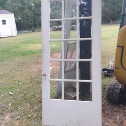 Antique French Door Wt Glass Knobs 