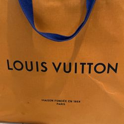 Authentic Louis Vuitton Large Orange & Brown Paper Shopping Gift Bag - Nice!