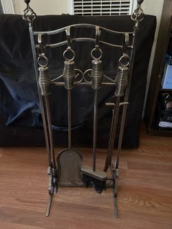 5-Piece Metal Fireplace Tool Set with Stand