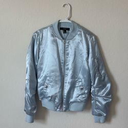 Forever 21 Baby Blue Satin puffer bomber Jacket