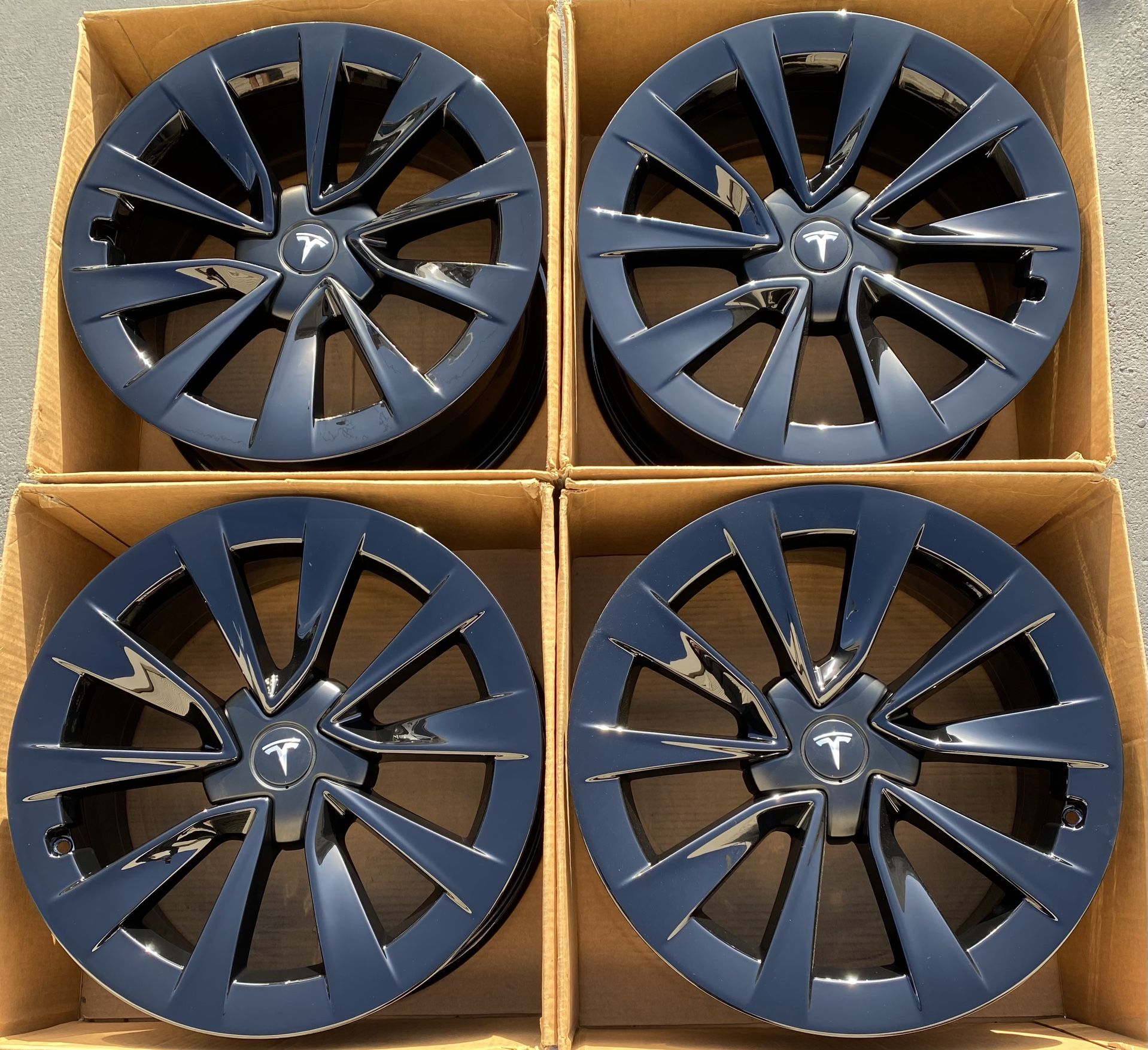 19” Tesla Model 3 Factory Wheels Rims Gloss Black Exchange Only