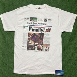 Vintage Seattle SuperSonics Finals Newspaper Shirt Large