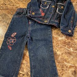 18 Months Super Sweet Embroidered Jean Jacket and Jean Set  