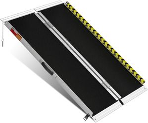 VNN Portable Wheelchair Ramp 4FT, Non-Slip Aluminum Folding Handicap Ramp - NEW