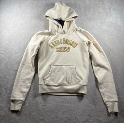 Vintage Abercrombie Fitch Hoodie Women’s S Beige Embroidered Spell Out Y2K #1434
