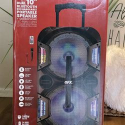 QFX doble 2x 10” Bluetooth rechargeable Party Speaker With Microphone And LED Lights 🔊🎤🎶  