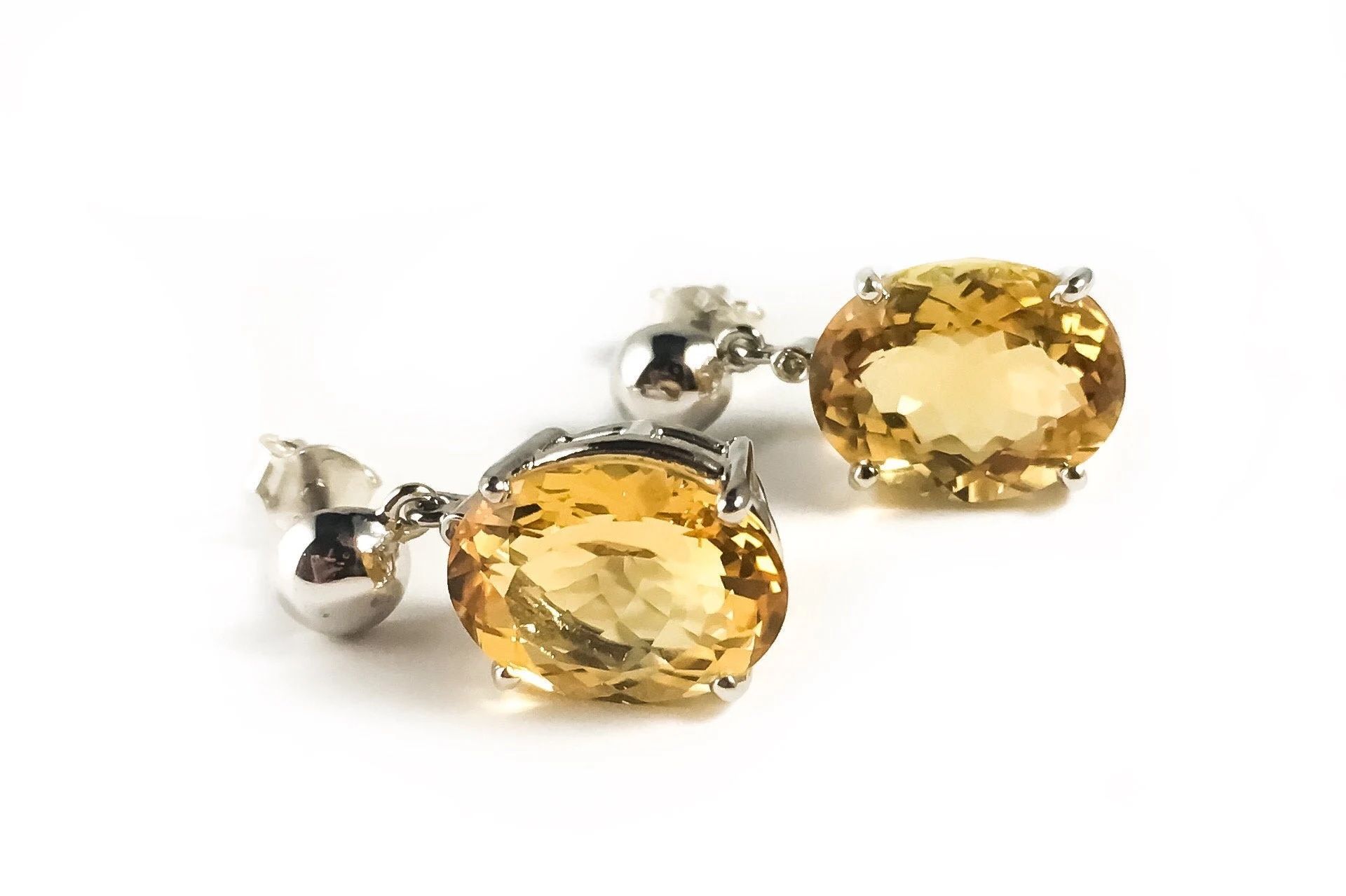Huge citrine and natural Diamond Earrings