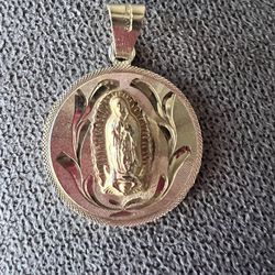 Quarter Size Virgen De Guadalupe 14 K Gold Charm