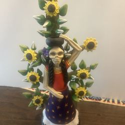 Catrina Skull Marigolds Conception Aguilar Artist
