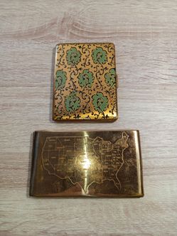 Vintage Gold Metal Cigarette Cases Set of 2