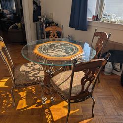 Glass Dining Room Table And Chair Set