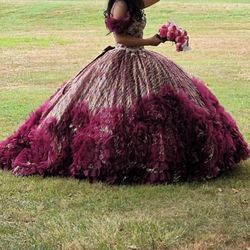 Morilee Quince Dress burgundy/silver