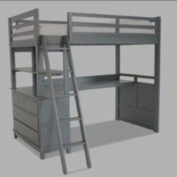 Full Size Bunk Bed With Drawers And Desk Top. 