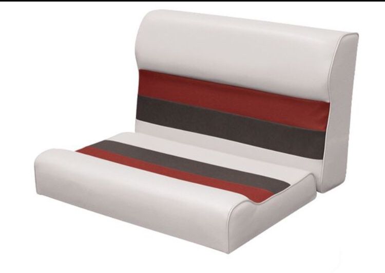 Deluxe Series Pontoon 28" Bench Seat and Backrest Cushion Set Only, Color: White/Red, A17-267