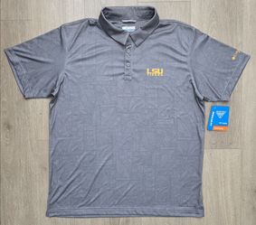 Columbia LSU Tigers NCAA Super Terminal Tackle PFG Polo XM2622-020 Mens Size Large NWT