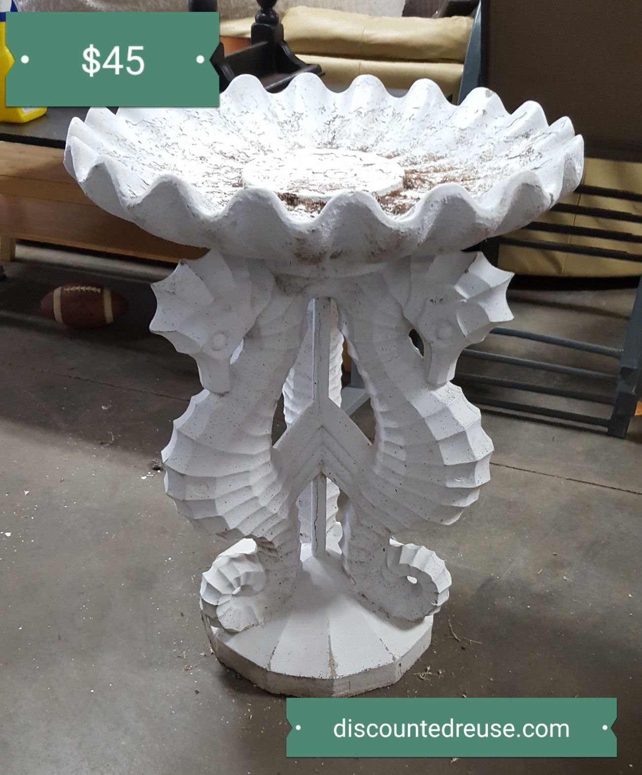 Concrete Seahorse Birdbath