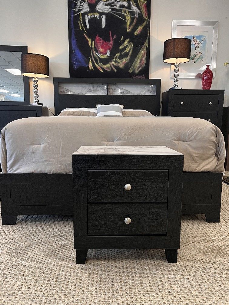 Cadence Black LED Panel Bedroom Set