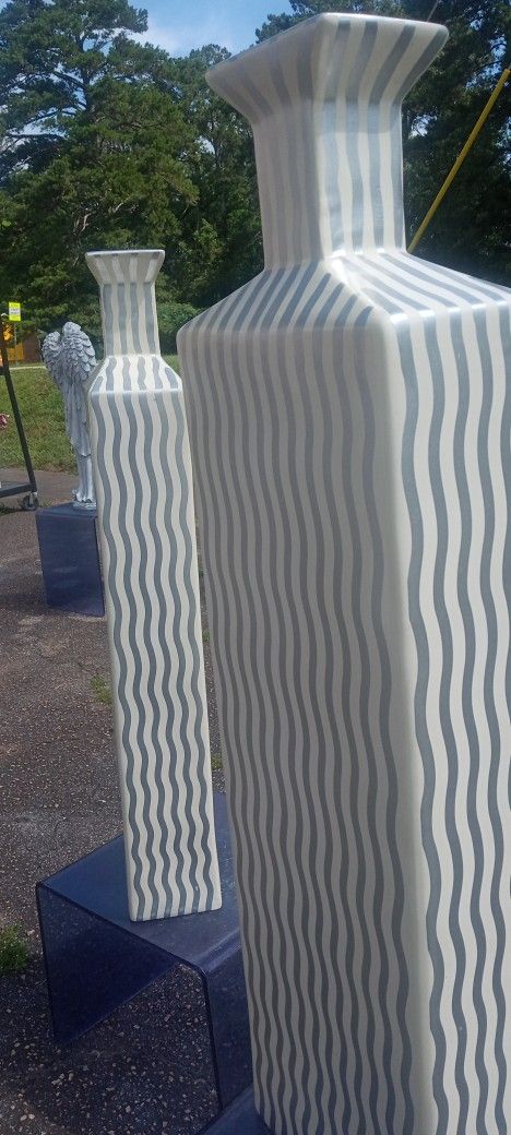 New Silver Strip Tall Floor Vases Thick And Elegant 