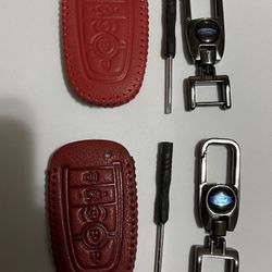 Genuine Leather Car Key Fob Case Cover For Ford