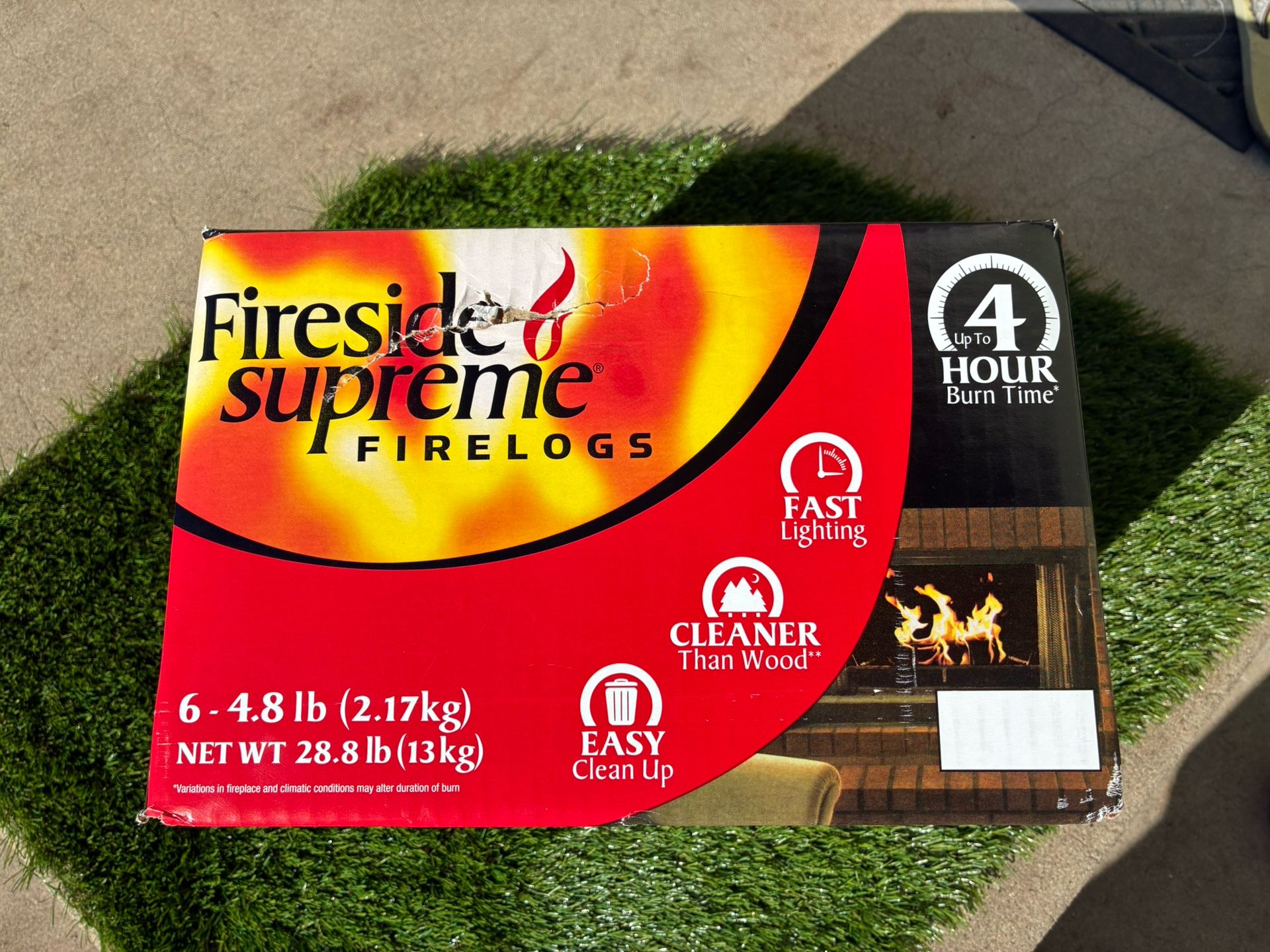 Fire Starter Side Supreme Logs 4hr Burn 6 Pack 4.8lbs Each