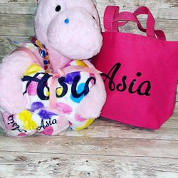 Custom Plush Stuffed Animal, Blanket And Bag 