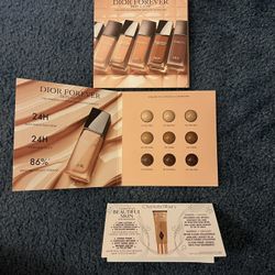 3 Dior Charlotte Tilbury Foundation 1 Primer 8 Shades Card 9 x 0.5ml/0.01oz