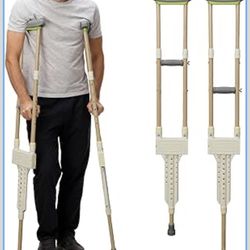 New Aluminum Crutches for Adults, Pair of Height Adjustable Crutch (Fits 5'0" - 5'10"), Universal & Lightweight Crutches for Kids, Women, Includes Pad