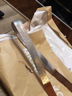 Authentic silver MK leather belt