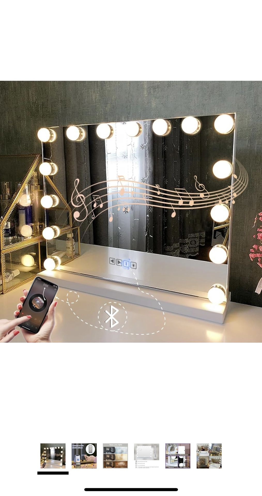 Hollywood Vanity Mirror with Lights and Bluetooth