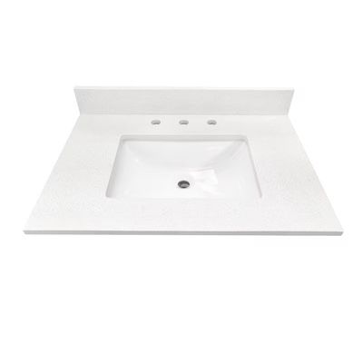 Meridian 31 in x 22 in White/Polished Engineered Marble Undermount Single Sink 3 Hole Bathroom Vanity Top