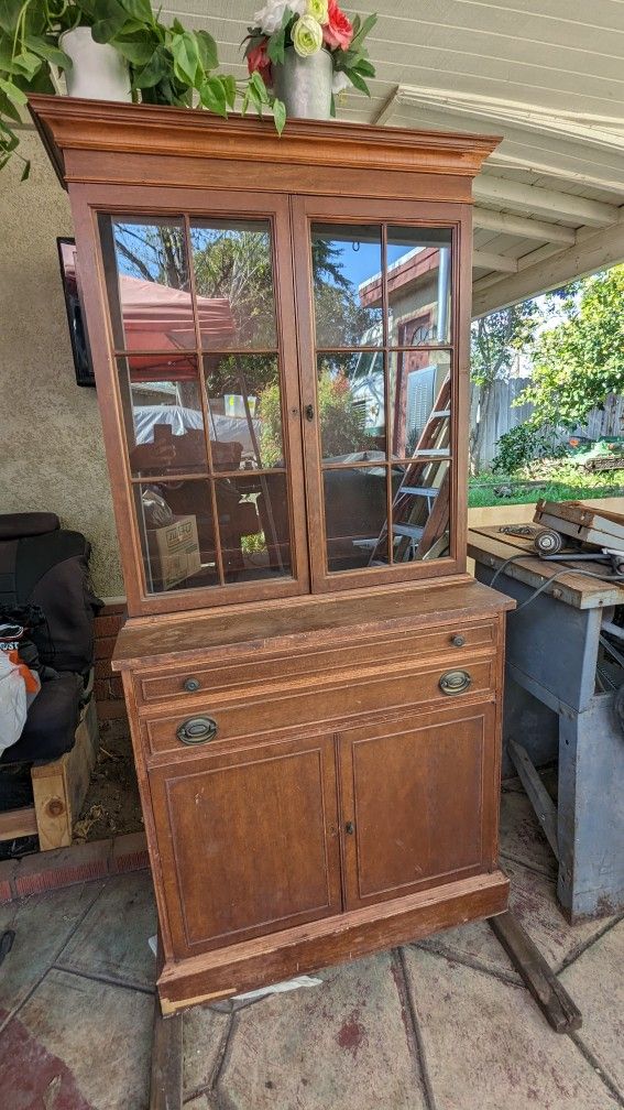 Vintage China Cabinet With Carrying Tray