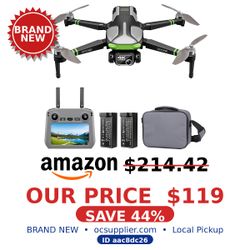 4K GPS Drone with 5.7" FPV Touchscreen, 100-Min Flight, Follow Me, Auto Return - Brand New