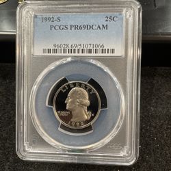 1992 S Gem Proof Washington Quarter Graded At PR69 With A Deep Cameo 1-16