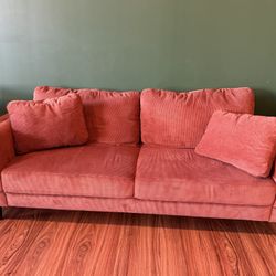 Burnt Orange Mid century Modern Love Seat 
