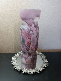 GORGEOUS Art Noveau Reuven Glass 9.5" Tubular Vase From Israel
