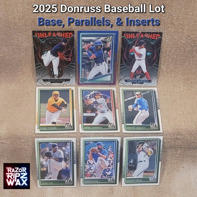 2025 DONRUSS LOT of 9 BASEBALL TRADING CARDS * INSERT PARALLEL BASE